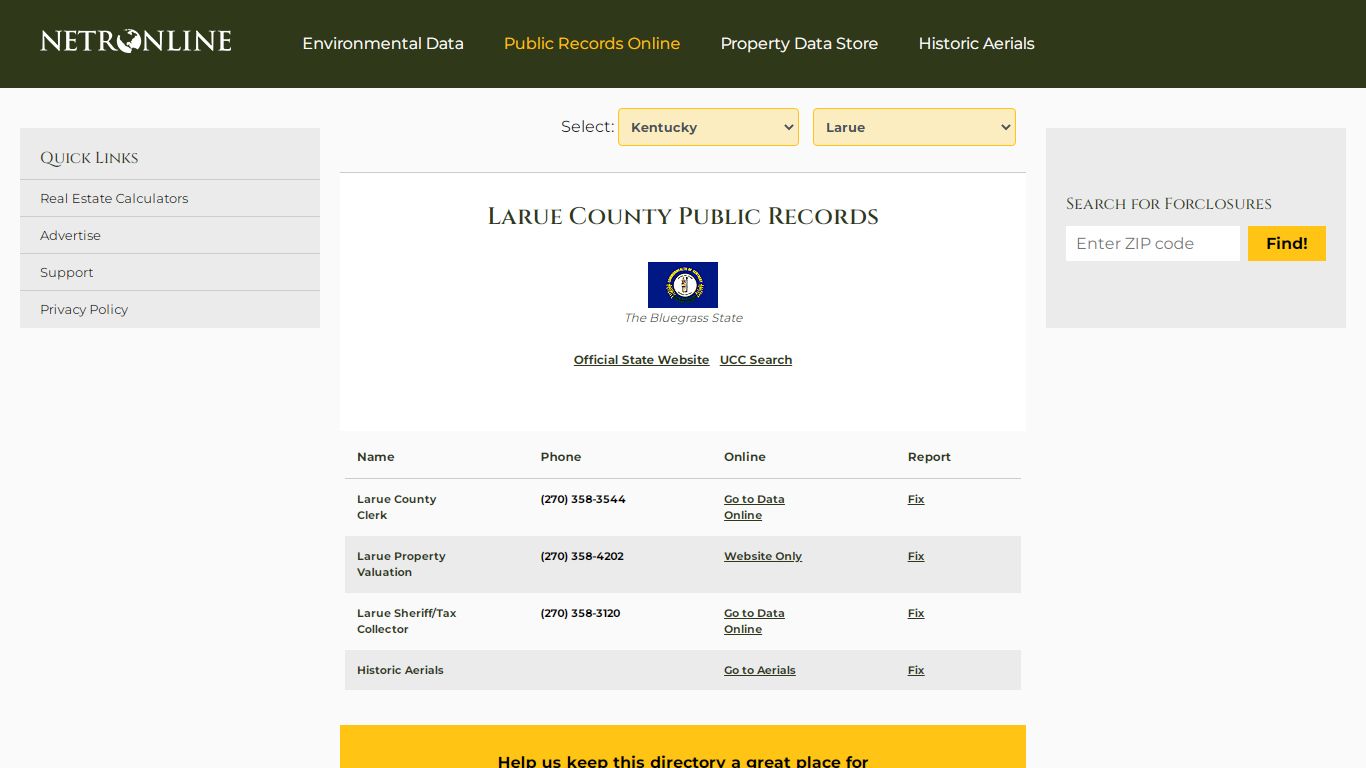 Larue County Public Records - NETROnline.com