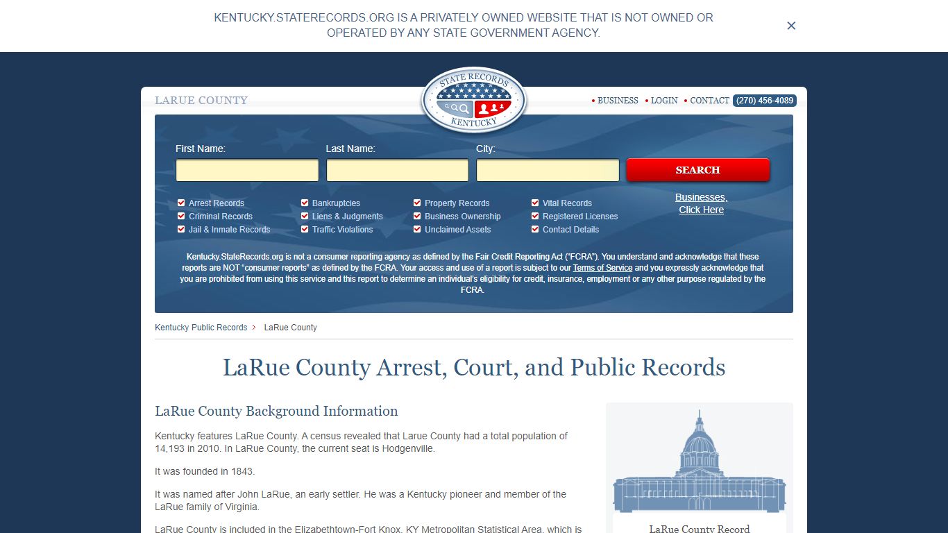 LaRue County Arrest, Court, and Public Records