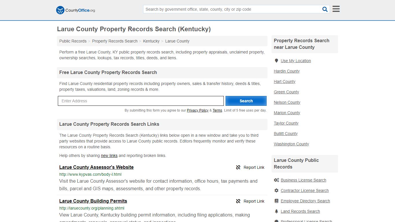 Larue County Property Records Search (Kentucky) - County Office